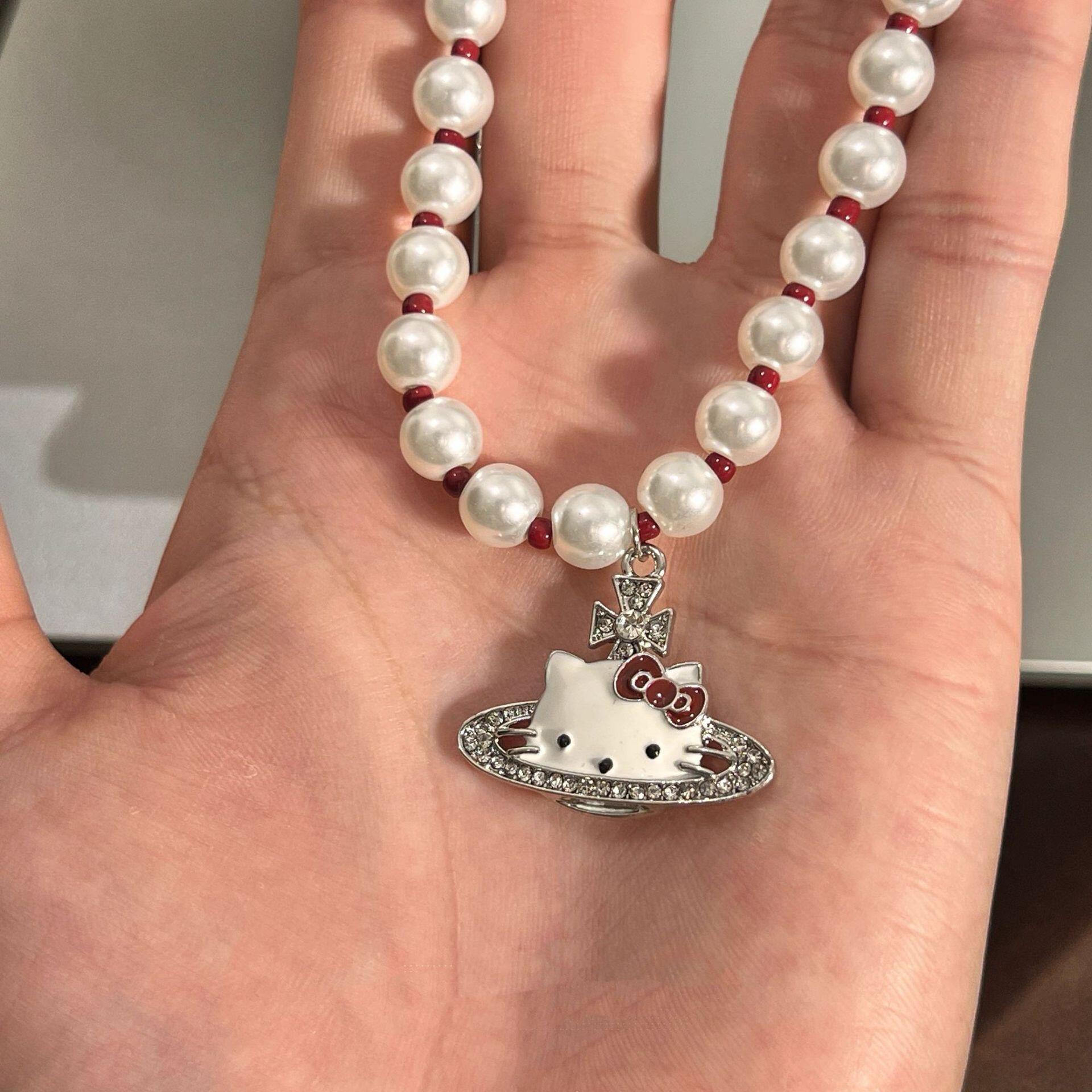 Pearl Kitty Charm Necklace